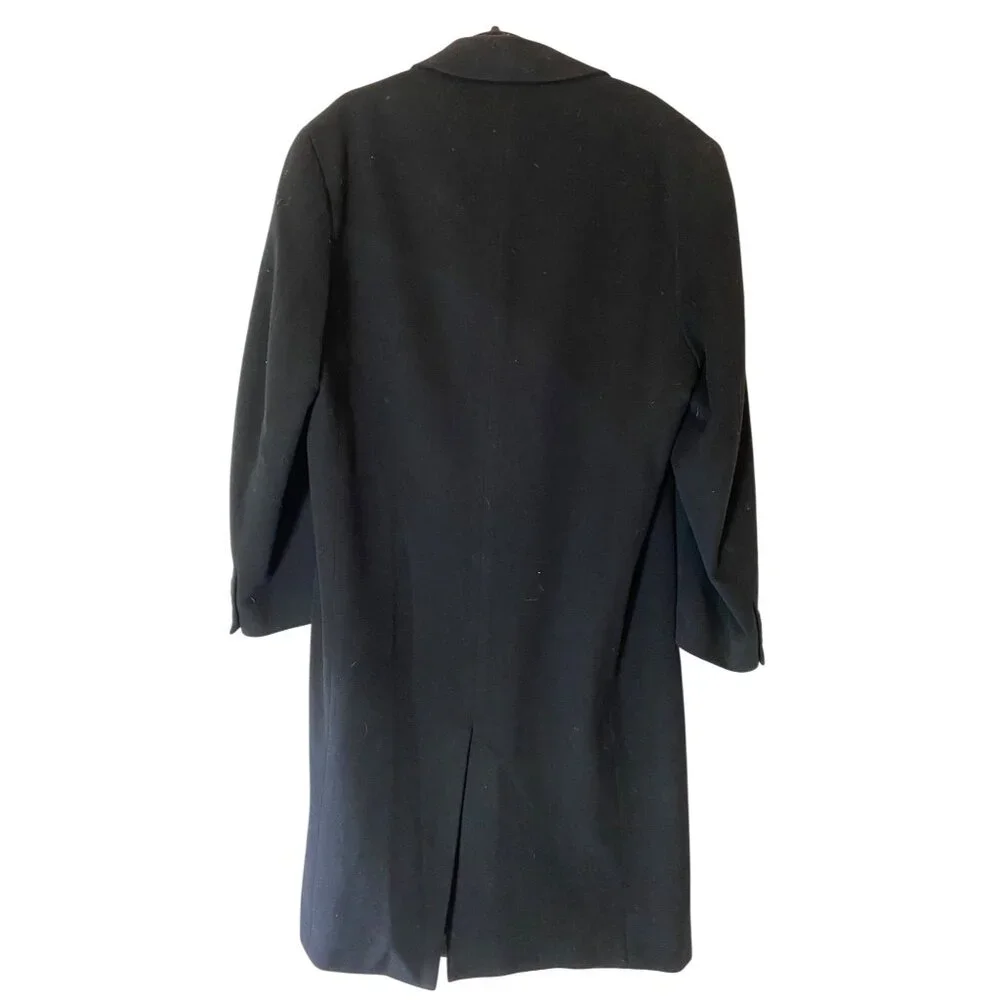 Lauren Ralph Lauren Black Wool Double-Breasted Overcoat Size 42 Long - Picture 3 of 15